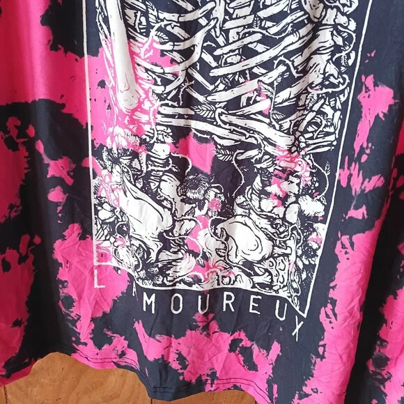 plus size womens pink black skeletons L' amoureux short sleeve top size 4X - Picture 5 of 6